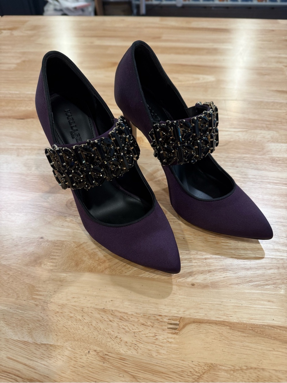 Karl Lagerfeld Bejeweled Mary Jane Pumps - Deep Purple